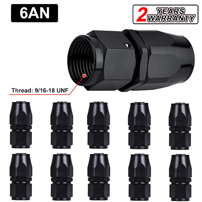10 x AN6 Straight Swivel Hose End Fitting Adapter For CPE/Oil/Fuel/Gas Hose Line