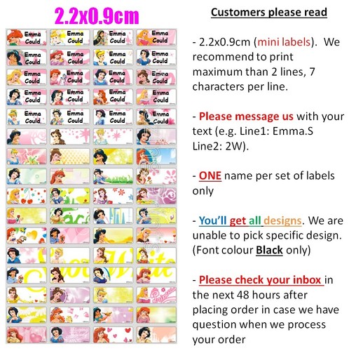 Disney Princess Vinyl Personalised Name Label Sticker school book girl pencil - Picture 2 of 10