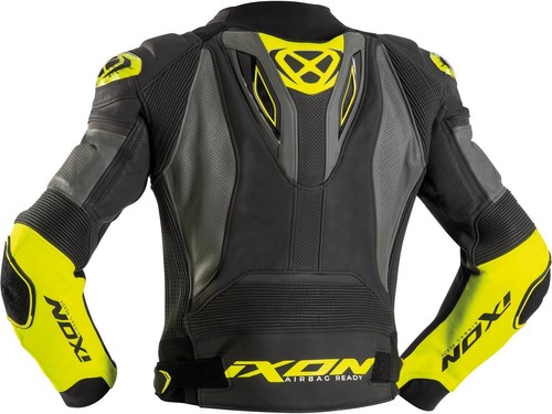 Giubbotto Moto In Pelle Racing Ixon VENDETTA EVO JK Nero/Giallo/Grigio Tg.L - Foto 2 di 2