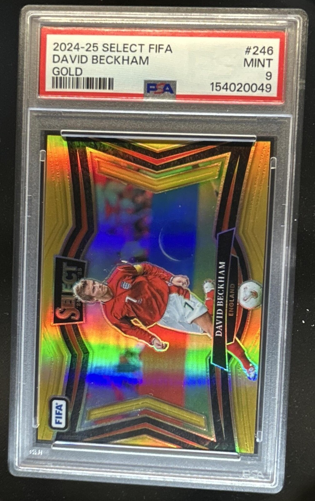 2024-25 Panini Select FIFA David Beckham Field Gold #/10 England PSA 9 view 1