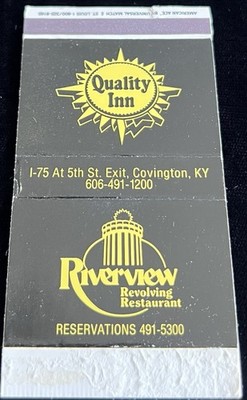 QUALITY Inn RIVERVIEW Restaurant Covington KY Vintage Matchbox Cover B-5321
