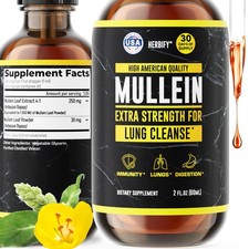 HERBIFY Mullein Extract 2 oz Tincture for Respiratory Health, Mullein Leaf...
