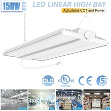 150W LED Linear High Bay Light 3000K-5000K Adjustable Commercial Warehouse Lamp