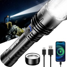Flashlight 2000 High Lumens, Rechargeable Zoomable LED Tactical Flashlight wi...