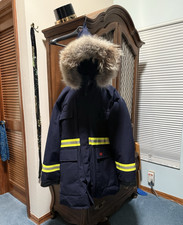 Arctic Bay Large Fire Retardant Duck Down Parka Fur Trim Hood slightly used