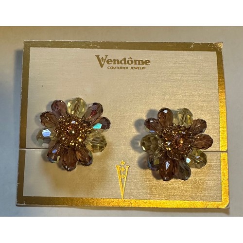 Vintage Vendome Citrine Crystal Bead Earrings
