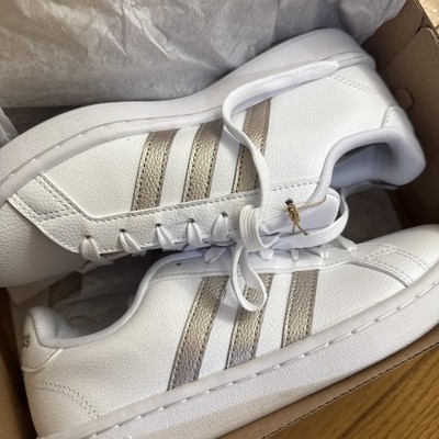 adidas gazelle silver green womens adidas Women's Grand Court 2.0 Sneakers | White/Black