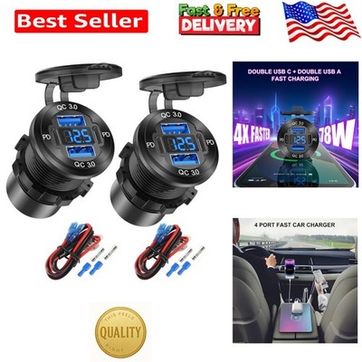 Fast Charging 12V USB Charger Set - 78W with Easy Installation for Boats & RVs