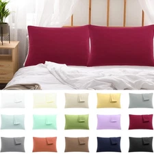 2 X Pillowcases Soft 100% Brushed Microfiber Zippered Housewife Pillow Case