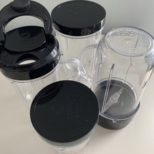 Magic Bullet Lot 4 Replacement Cups with cross blade, to go lid