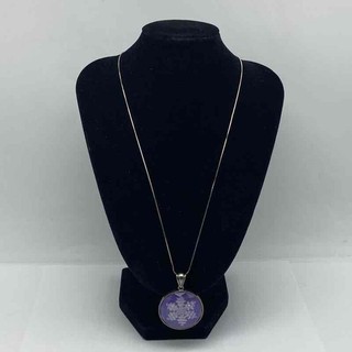 Sterling Silver 925 Purple Carved Snowflake Intaglio Pendant Necklace 18" 15.1g