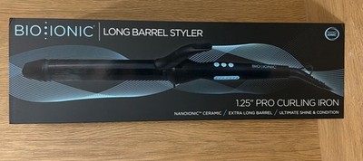 Bio Ionic Long Barrel Styler 1.25'' Curling Iron Ceramic Moisturizing Heat Black