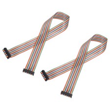 IDC Ribbon Cable 2.54mm Pitch 26 Pin Dual Female Black Connector 2 Ft 2 Pcs