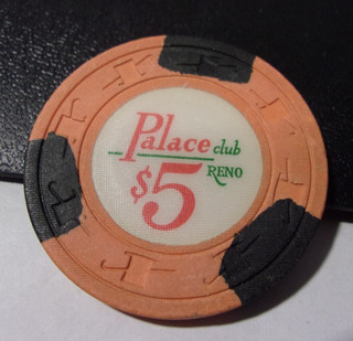 PALACE CLUB HOTEL CASINO (1970's) $5 hotel casino gaming poker chip Reno NV