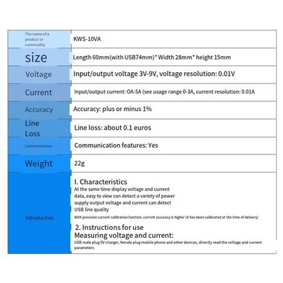 Digital USB Amperemeter Voltmeter 2 Stück LCD Blau Display für genaue Test