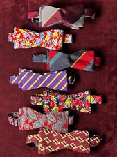 Lot Of 7 Lands  End Bow Ties Mens Self Tie Silk Cotton Floral Stripe Paisley USA