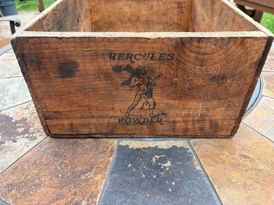 Vintage Antique Wooden Hercules Powder Dynamite Explosives Box - FREE SHIP