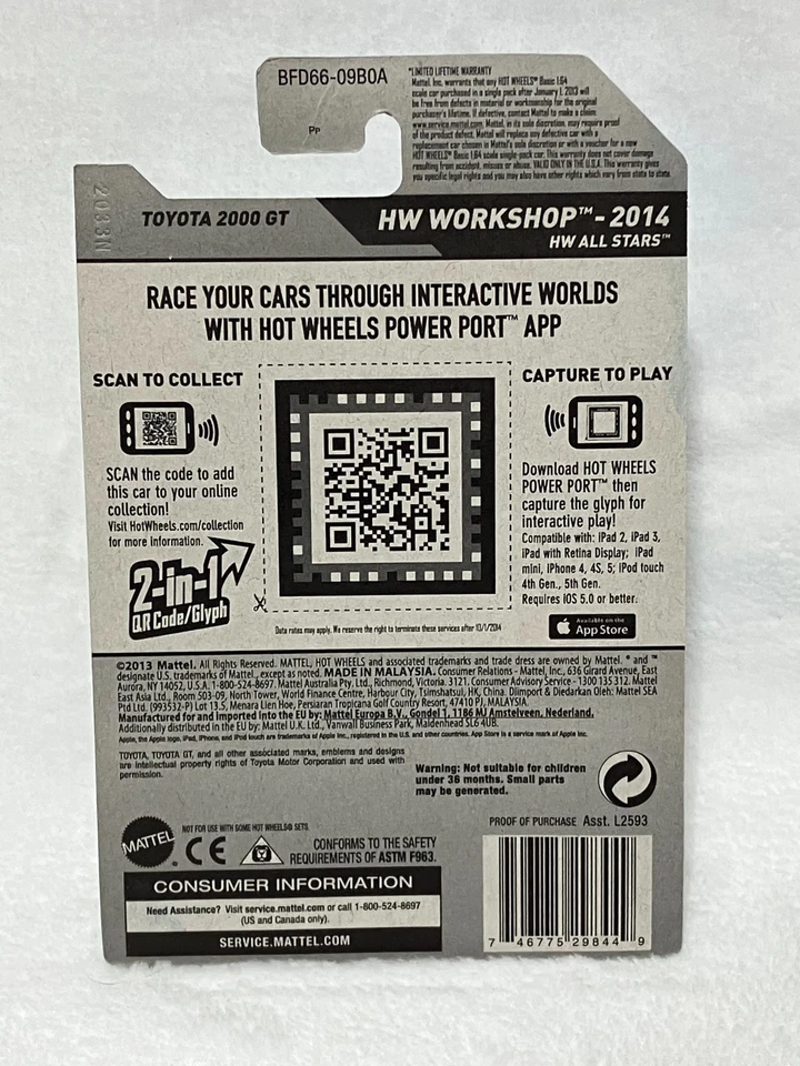 HOT WHEELS 2014 HW WORKSHOP HW ALL STARS TOYOTA 2000 GT NIP - Image 2 of 2