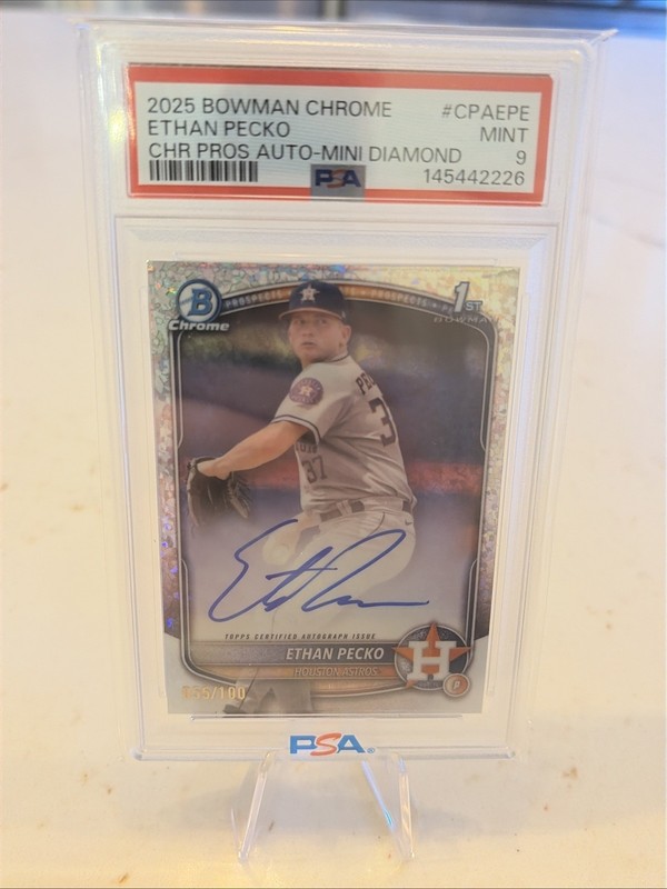 2025 Bowman Chrome Ethan Pecko Mini Diamond Refractor Auto /100 PSA 9 🔥🔥🔥