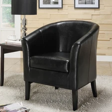 Linon Andrew Barrel Club Chair Jet Black Upholstery Black Transitional,Modern &