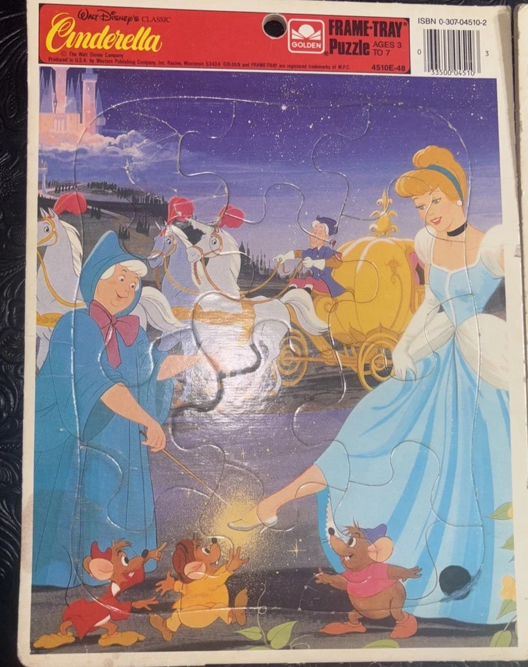 Vintage Lot Of 3 Disney Frame Tray Puzzles Little Mermaid, Cinderella, Aladdin - Image 2 of 4