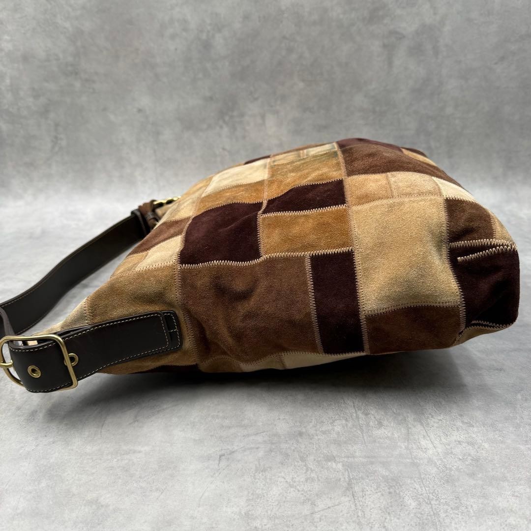 Coach Brown Suede Patchwork Shoulder Bag 9331 Use… - image 5
