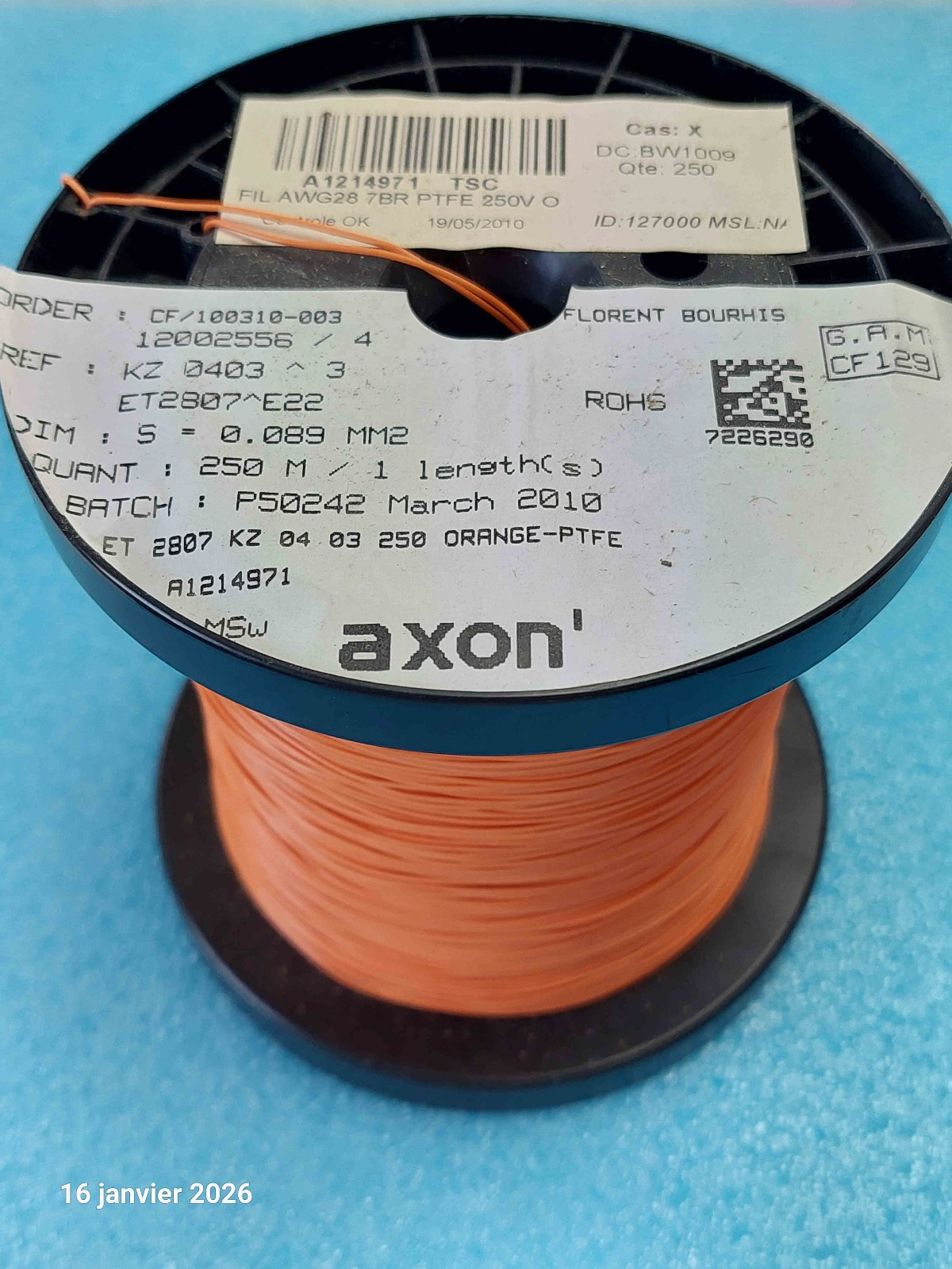 Fil orange KZ0403 AWG28 PTFE pour câblage électronique de précision