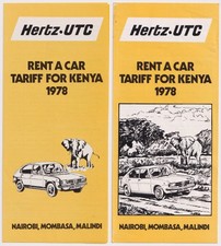 Kenya Tourist Travel Brochure Hertz UTC Rent A Cars Tariff Nairobi Mombasa 1970s