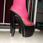 Sexy schwarze Clear Plateau Stiletto Extrem High Heels, Absatz 21 cm, Größe 42