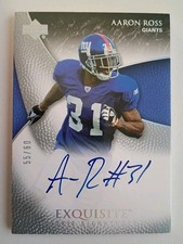 2007 Upper Deck Exquisite Collection Gold /60 Rookie On Card Auto Aaron Ross RC. rookie card picture