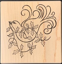 Heartfelt Creations Flourish Bird Dove Rubber Stamp