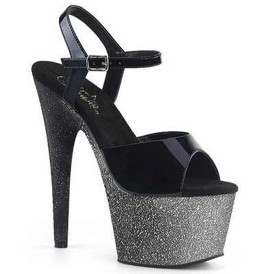Sale ADORE-709OMBRE Pleaser High-Heels Sandaletten schwarz Lack silber Größe 40