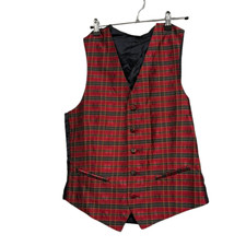 Gilet vintage Stewart tartan seta 12 classico retrò rosso