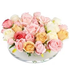 FOTRIC Clear Acrylic Flower Vase Circle Floral Centerpiece Dining Table, Floral