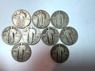 9 Different PDS Standing Liberty Silver Quarters - 1930, 29, 28, 27, 26 & 1925