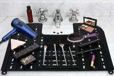 Sink Cover for Counter Space, Silicone Makeup Brush Cleaning Mat Foldable Sin...