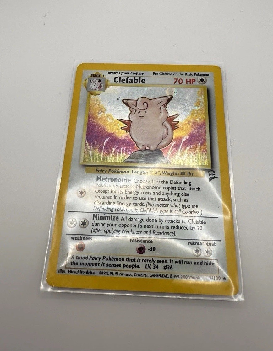Pokémon Card Clefable 005/130 Base Set 2 Rare Holo NM EX