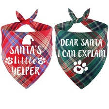 2 Pack Christmas Dog Bandanas Holiday Scarf for Small Dogs Puppy Accessory