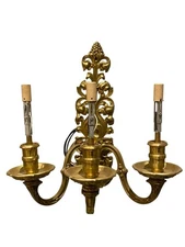 Vintage French Baroque/Rococo Style Solid Brass 3-Light Wall Sconce