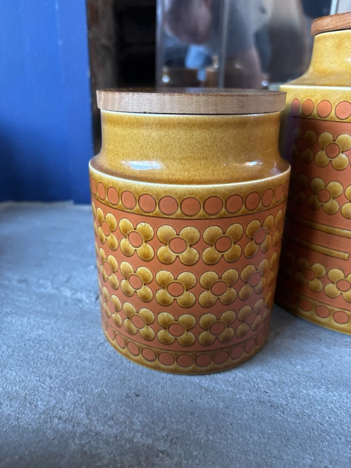 5x Hornsea Saffron Storage Jars Canisters W/Lids Tea Coffee Flour Etc Retro 70s - Image 4 of 4