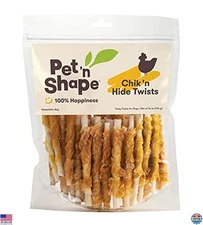 Pet 'n Shape Chik 'n Hide Twists – Chicken-Wrapped Rawhide Dog Treats, 16 oz