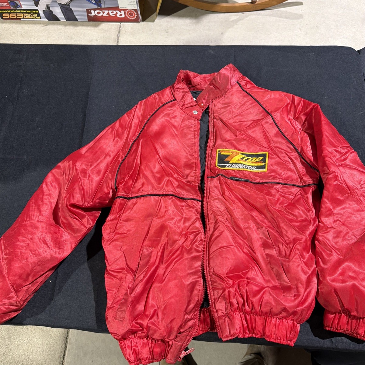 Vintage ZZ Top Roadie Jacket Eliminator Satin Medium Red Made in
