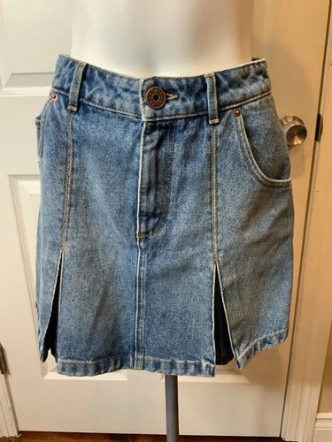 Balmain Paris Vintage Blue Denim Pleated Mini Skirt, Size 4 | 36 NWT image 3
