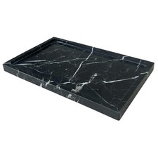 Oaiqnuj Natural Black Marble Vanity Tray 9.8X5.9 Genuine Marble Stone Tray For