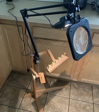 Artisan Design Gazelle 1994 Needlepoint Floor Stand Workstation Lamp Tool Tray