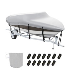 600D Trailerable Boat Cover 17-19ft Waterproof Heavy Duty V-Hull Runabout Cover