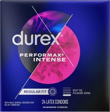 Durex Performax Intense Condoms Dotted with Delay Lubricant Rubber Condoms 24 Ct