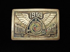 QG15170 VINTAGE 1959 AMERICAN MOTORCYCLE ASSOC. GYPSY TOUR SOLID BRASS BUCKLE