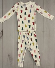 Hanna Andersson Holiday Long John Pajama Set Festive Forest on Ecru 2T