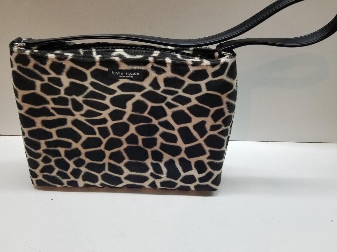 Vintage 90s Kate Spade New York Faux Fur Giraffe Print Structured 